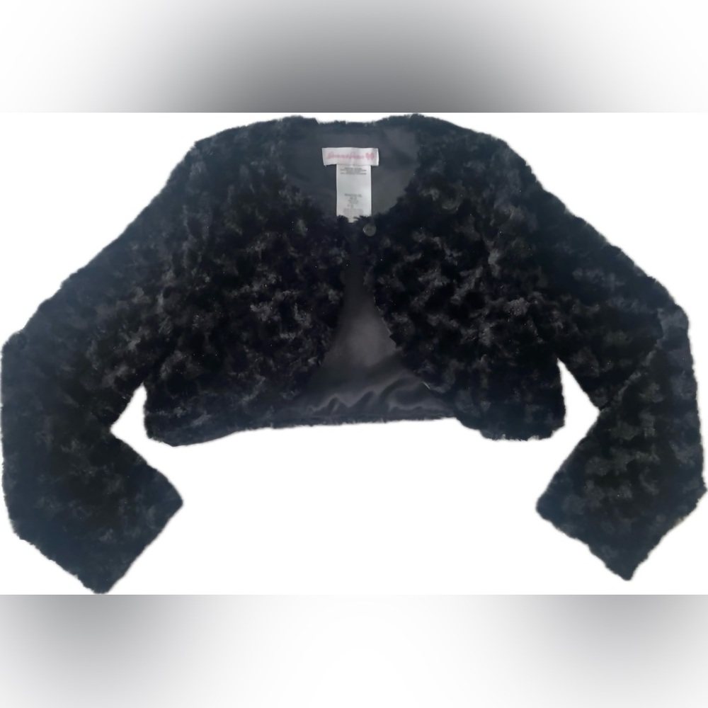 Girls Black Fur Shrug